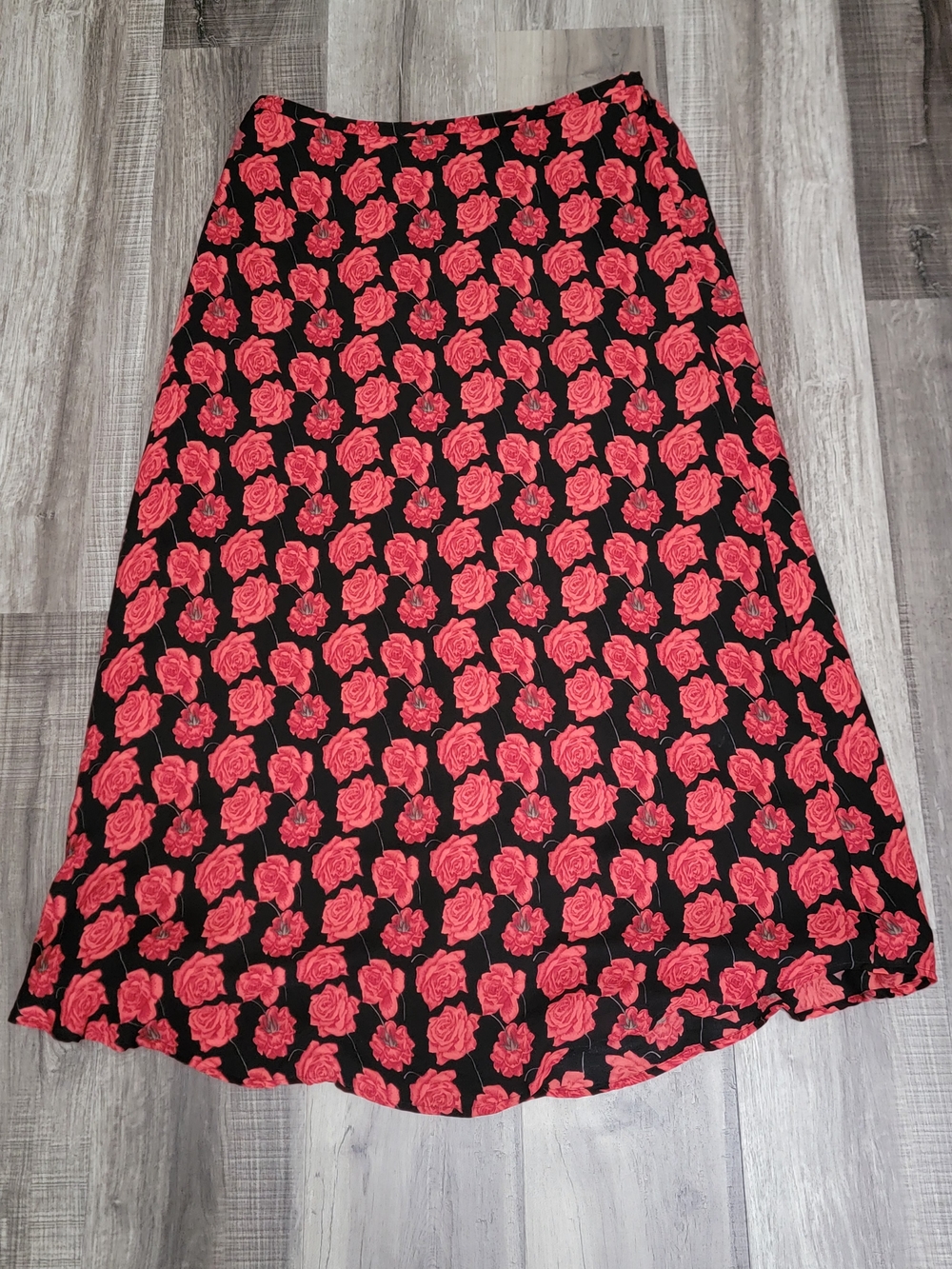 Field Manor Vintage Silk A-Line Skirt Floral Print